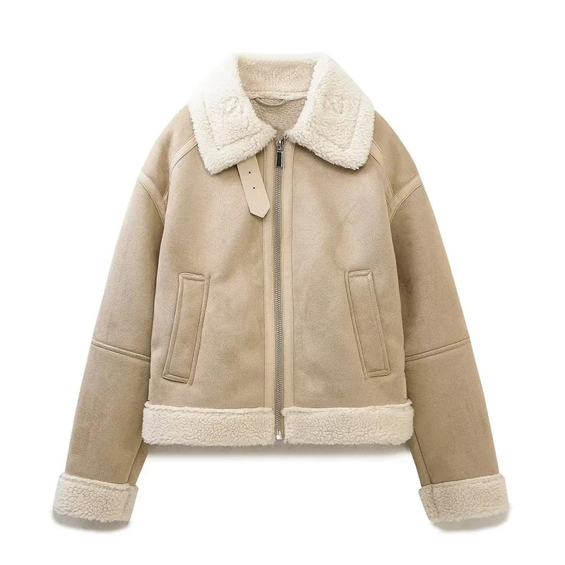 Women Cotton Coat Jacket Imitation Lamb Wool