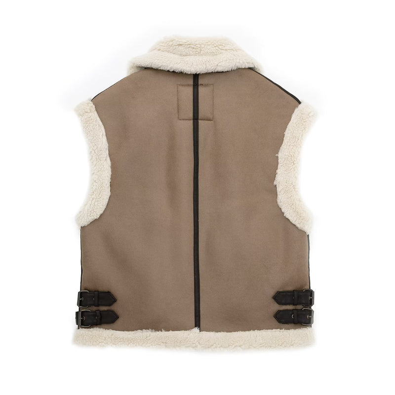 Women Cotton Coat Fleece Stitching Vest