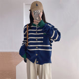 Women Knitted Cardigan Striped Knitted Cardigan Loose Sweater