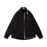 Men Long Sleeved T Shirt High Street Stitching Long-Sleeved Shirt Men's Loose Casual Spring and Autumn