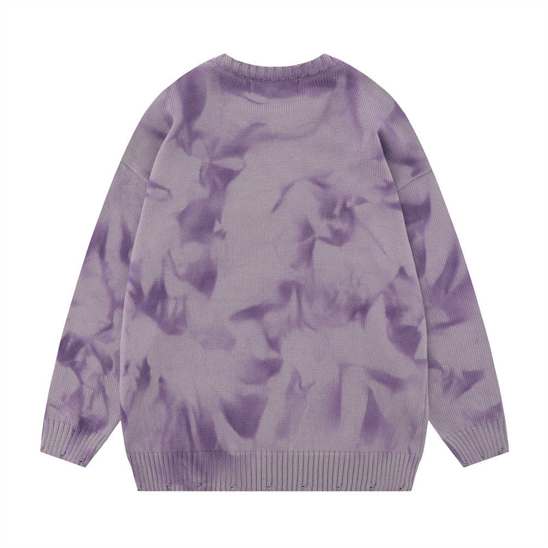 Men Sweater Tie-Dye Gradient Inkjet round Neck Sweater