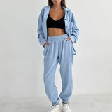 Women Co-Ords Autumn and Winter Long-Sleeved Shirt Sports Style Fashion