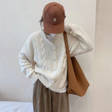 Women Knitted Cardigan Retro Loose Knitted Cardigan