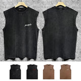 Purple Brand Distressed Tank T Shirts Distressed Sleeveless T-shirt Vest