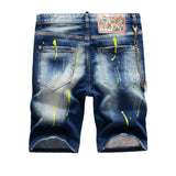 DSQ2 Short Jeans Ripped Patch Slim-fit Stretch Denim Shorts