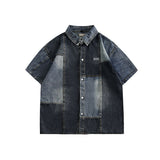 Short Sleeve Shirt Denim Shirt Design Stitching School Style Lining