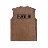 Purple Brand Distressed Tank T Shirts Distressed Sleeveless T-shirt Vest