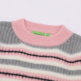 Men Sweater Mixed Color Stripe Jacquard Knitted Sweater