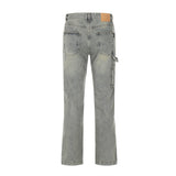 Men Jeans Side Pocket Jeans Loose Casual Button Split