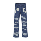 Men Jeans Hole Personalized Punk Raw Edges Design