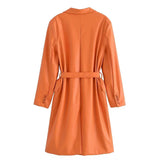 Women Trench Coat Mid-Length Leather Wind Coat Temperament Coat