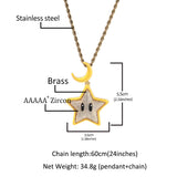 Jewelry Cartoon Luminous Star Hip Hop Necklace Men's Diamond Copper Pendant St. Valentine's Spectrum Night light Necklaces