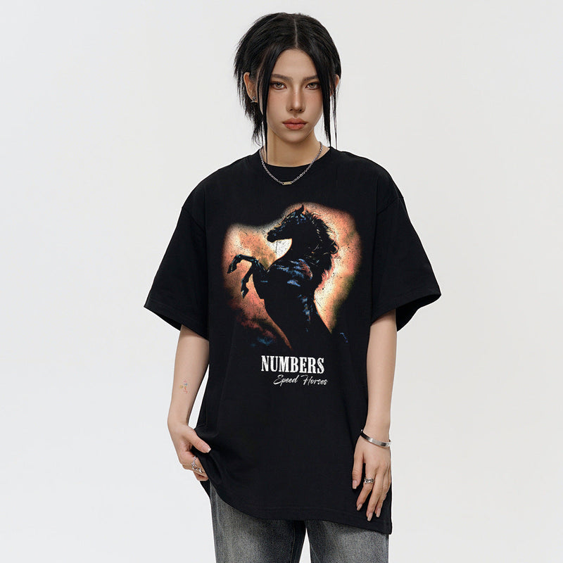 Vintage T-shirts Printed Men's Short Sleeve T-Shirt Washed and Old