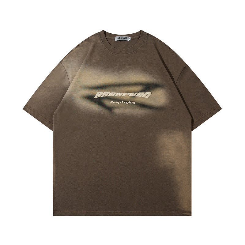 Men T-Shirt Tie Dye Color Retro Easy Matching