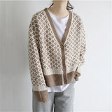 Women Knitted Cardigan Loose Cropped Sweater