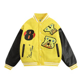 Men Cotton Mixed Jacket Coat Embroidered Letters Thick Baseball Uniform Coat Men's Clothing Winter Color Matching