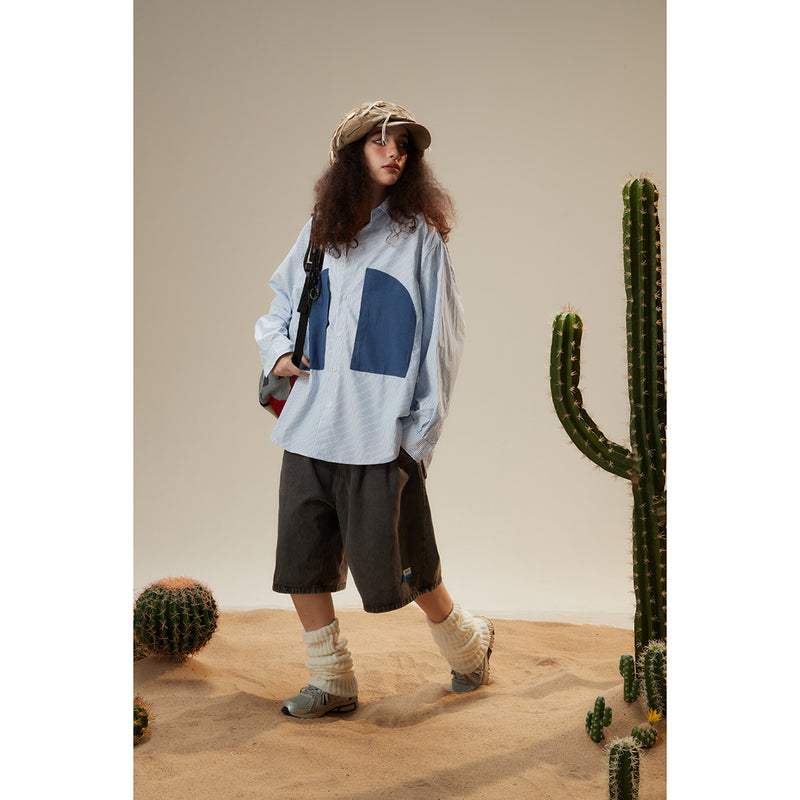 Unisex Shirt Patchwork Stripes