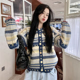 Women Knitted Cardigan Retro Creative Design Loose Knitted Sweater