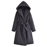 Women Cotton Coat Casual Hooded Cotton Jacket Coat Long Cotton Coat Coat