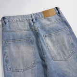 Men Jeans Workwear Denim Loose Multi-Pocket