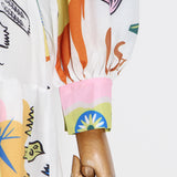 Bohemian Dress Fashion Lantern Sleeve Lace-up Dress