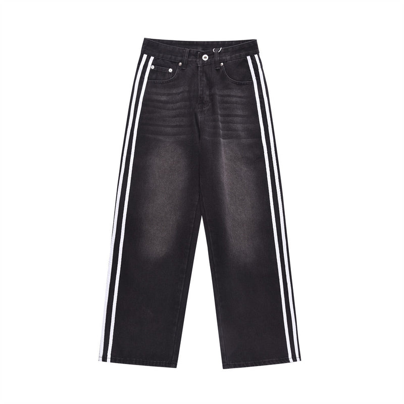 Men Jeans Loose Side Stripe Stitching Casual