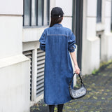 Women Trench Coat Denim Shirt Loose Dress