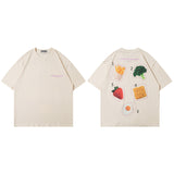 Men T-Shirt Retro Cartoon Puff Print Loose All-Match