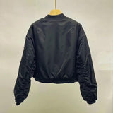 Women Cotton Coat Solid Color Retro Loose Baseball Uniform