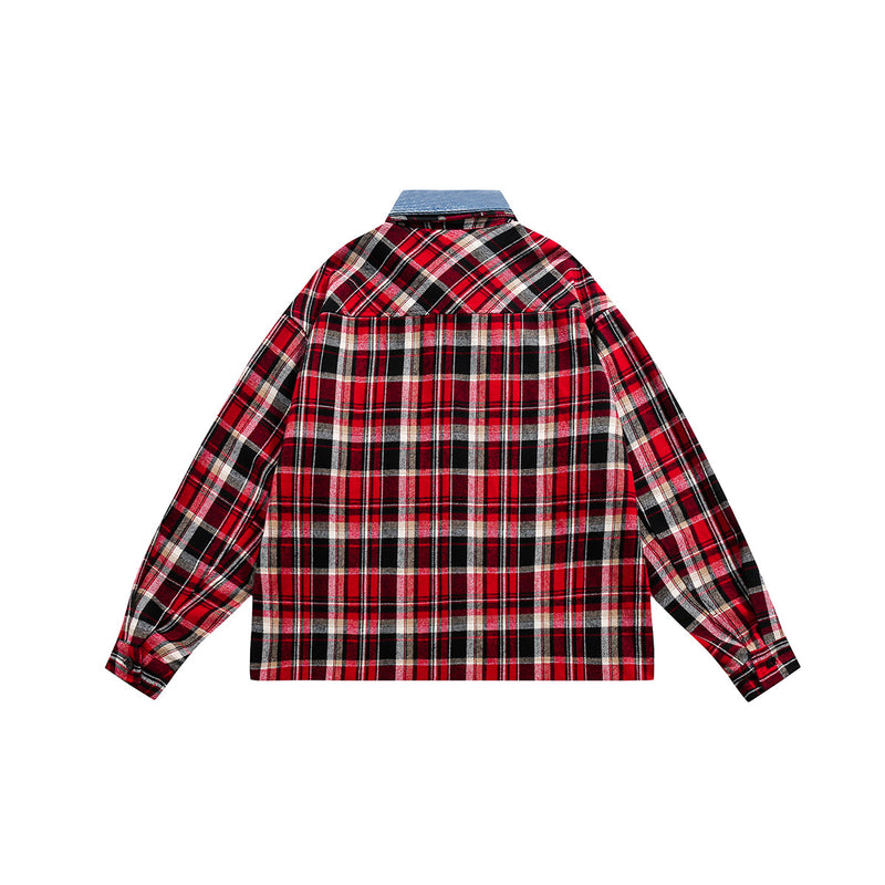 Unisex Shirt Casual Versatile Lattice