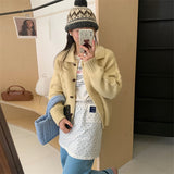 Women Knitted Cardigan College Style Loose Short