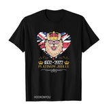 Red by Queen's Platinum Jubilee 2022 Elizabeth 70 Years T-shirt Puppy Printed round Neck