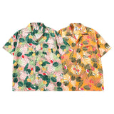 Short Sleeve Shirt Vintage Floral Full Printed Loose Casual Hawaiian Vacation Shirt