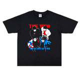 Rock Star T Shirt the WHO Band Printed Washed Distressed T-shirt Men's and Women's Cotton Short Sleeve