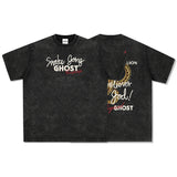 Unisex T Shirt Hip Hop Wash Loose Long Sleeve