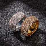 Rings Copper with Zirconium Five Rows Full Diamond Ring Hip Hop St. Valentine's Spectrum