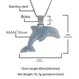 Jewelry Dolphin Pendant Necklace ins Cartoon 5A Zircon Animal Spectrum
