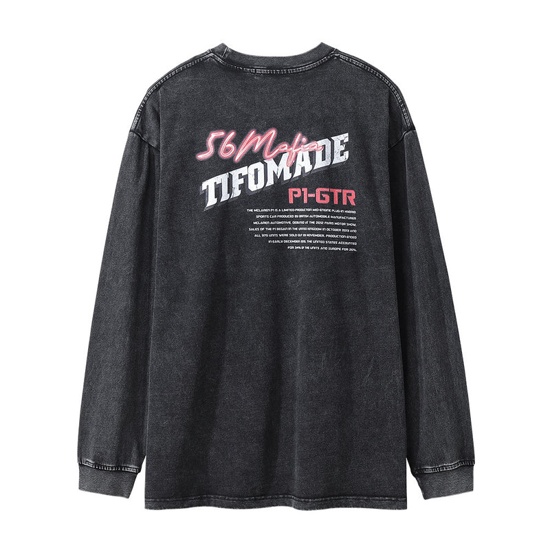 Men Long Sleeve T-Shirt Super Race Car Pattern Distressed