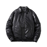 Mens Vintage Jackets Vintage PU Leather Jacket Padded Pilot Bike Leather Jacket