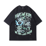 Men T-Shirt Cartoon Vintage Print Distressed Oversize
