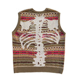 Kapital T Shirt Hitian Hehong Bone Skeleton Ethnic Retro Flower Stripe Knitted round Neck Vest