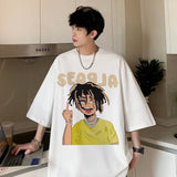 Men T Shirt Cartoon Print Summer Versatile Loose