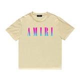 Amiri T Shirt Gradient Letter Flower Casual Short Sleeve T-shirt