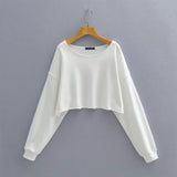 Women Hoodie Sexy Navel Fashionable Frayed Hem