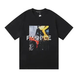 PURPLE Hot Sale PURPLE Letter Print T-shirt Streetwear Vintage