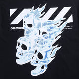 Ow T Shirts Blue Flame Skull Print for Men and Women
