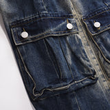 Men Jeans Multi-Pocket Line Stitching