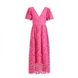 Bohemian Dress Slimming Lantern Sleeves Lace Hollow Dress