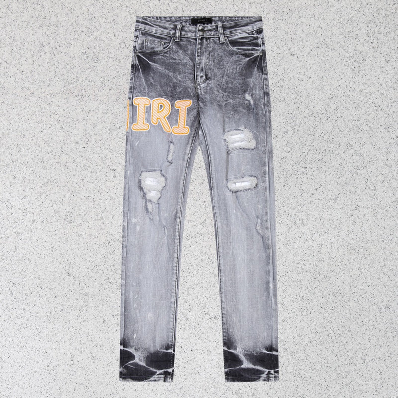 Amiri Jeans Trend Gradual Change Color Ripped Jeans