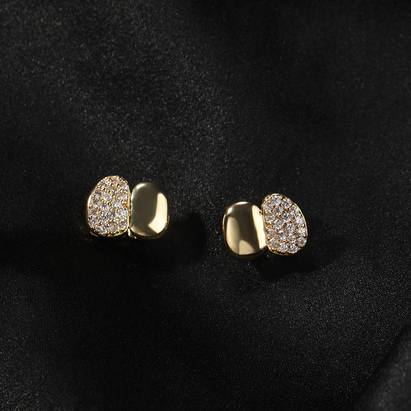 Grillz HIPHOP Copper Inlaid Zircon Smooth Double Tooth Cover Hip Hop Spectrum